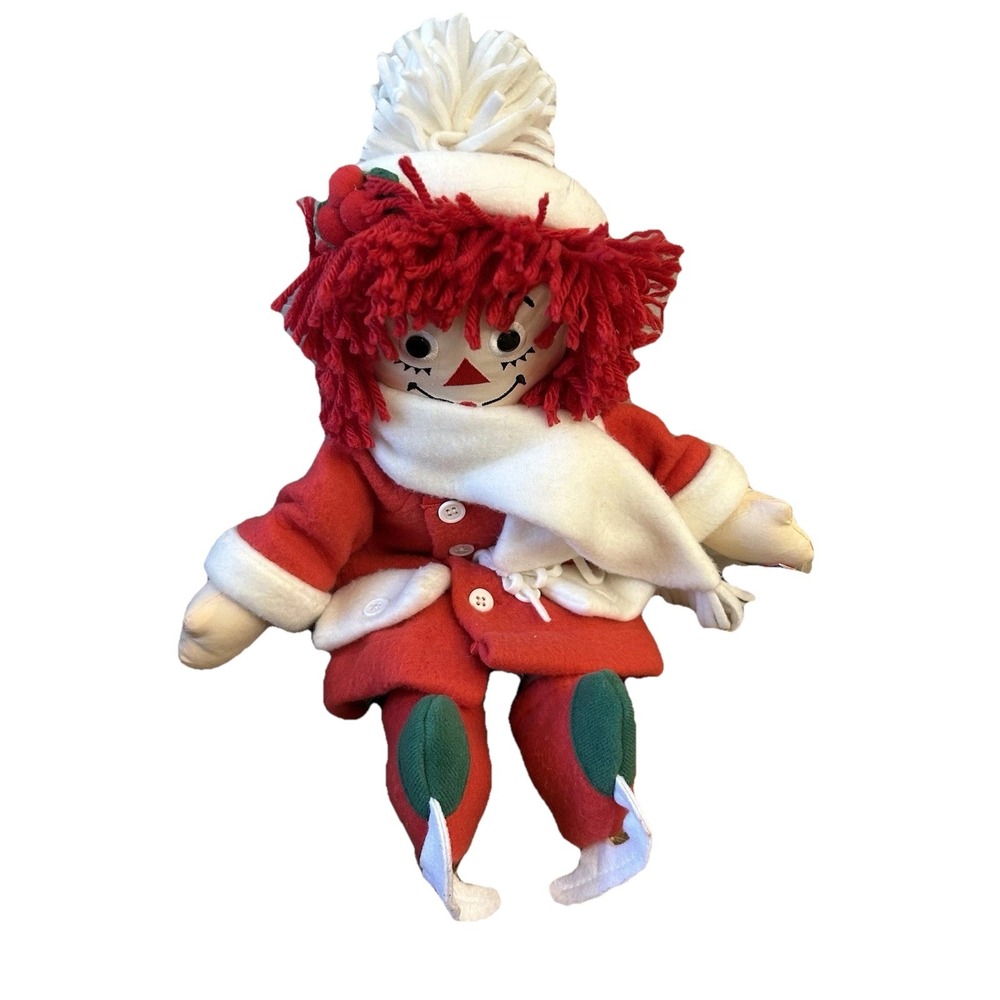 Dakin Signature Collection 85‎ Anniv. Raggedy Ann 17" doll scarf ice skates Xmas